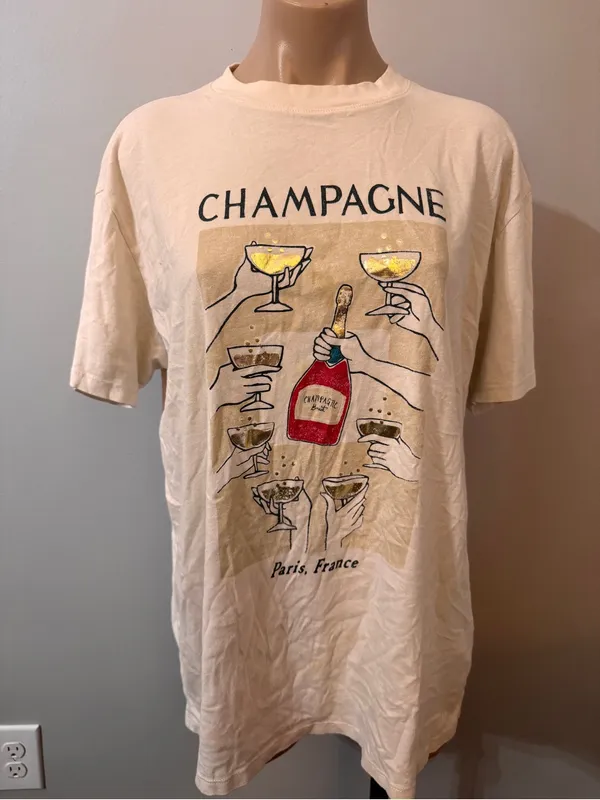 Abercrombie & Fitch Cotton Champagne T-shirt Graphic Tee Short Sleeve Medium - Image 2