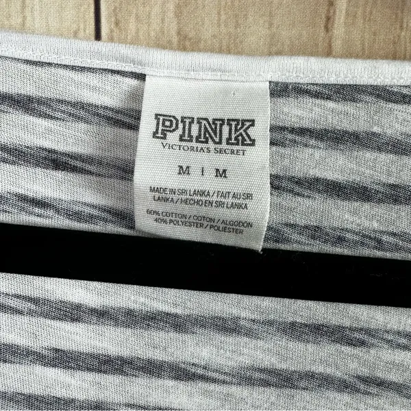 Victoria's Secret PINK Black and White Striped Tee - Image 6