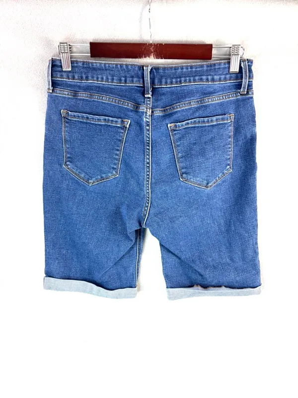 Old Navy 10 High Rise Bermuda Shorts Blue Rolled-Cuff Jean Denim Shorts - Image 2