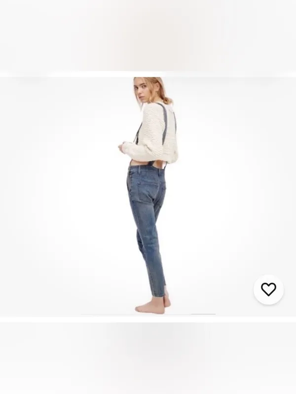 Free People Overalls Blue Jean Denim Bib One Piece Straight Leg Size 29 Overalls - Image 2