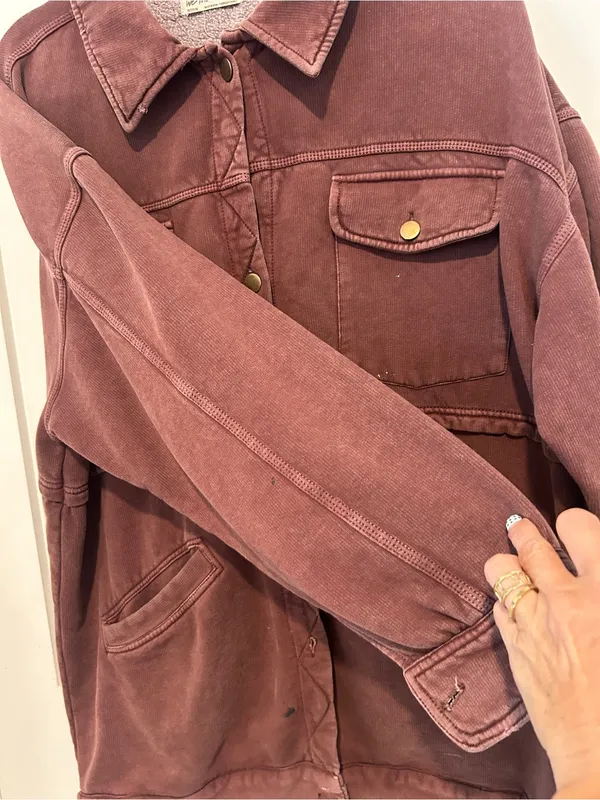 We The Free Free People Dawson Chore Jacket in Washed Chocolate Brown Size Medium - Image 11