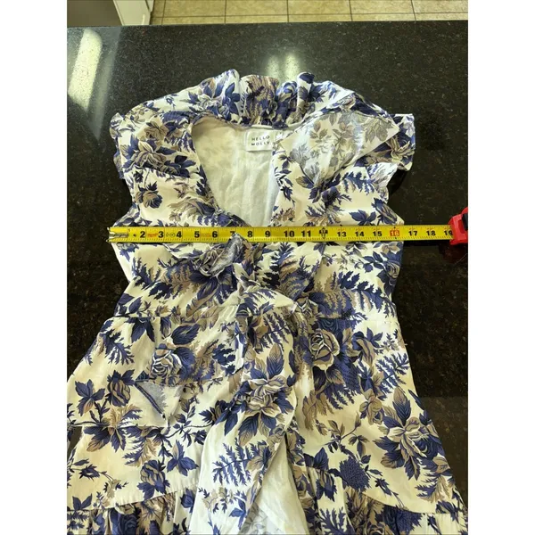 Hello Molly Dress Sz L Blue Floral Ruffle Wrap Flutter Sleeve‎ Summer Sundress - Image 6