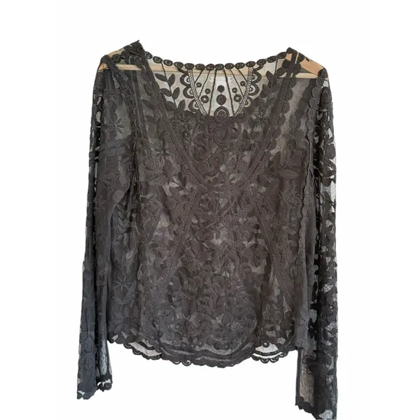 Xhilaration Whimsigoth Romantic Goth Sheer Black Lace Top Size L/XL Boho Witchy - Image 4