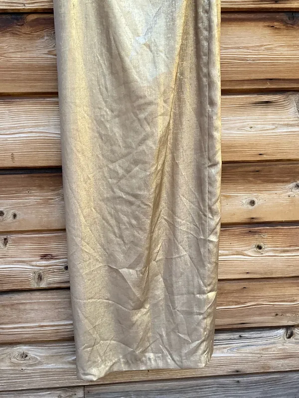 Adrianna Adrianna Papell Gold Metallic Layered One-Shoulder Gown Size 2 - Image 11