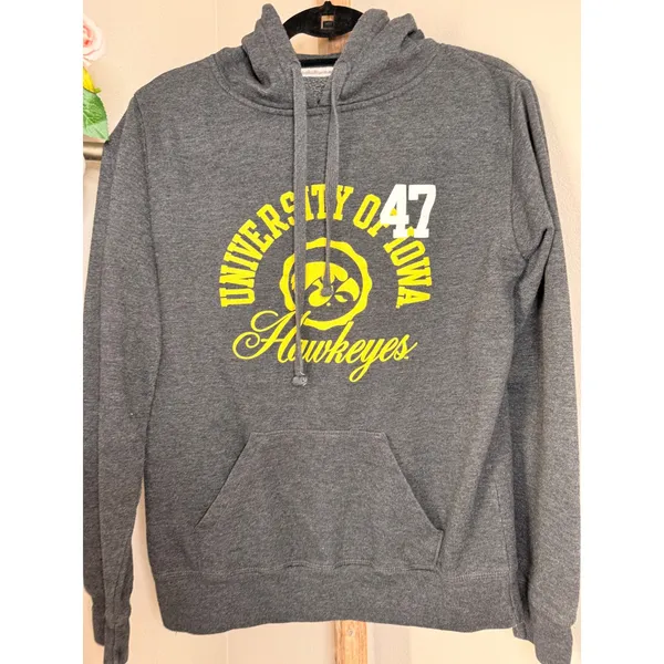 Jones & Mitchell University of Iowa Hawkeyes Hoodie Grey Glitter Hearts Large - Image 3