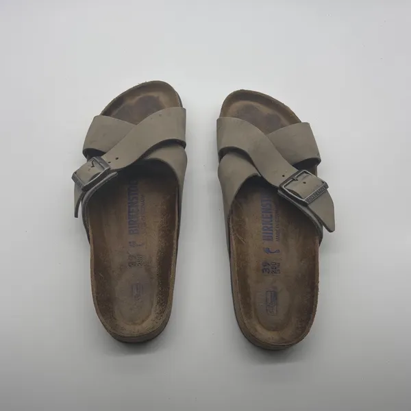 Birkenstock Siena Oiled Leather Sandals Tobacco Brown Cross Strap Slide 39 L8 M6 - Image 4