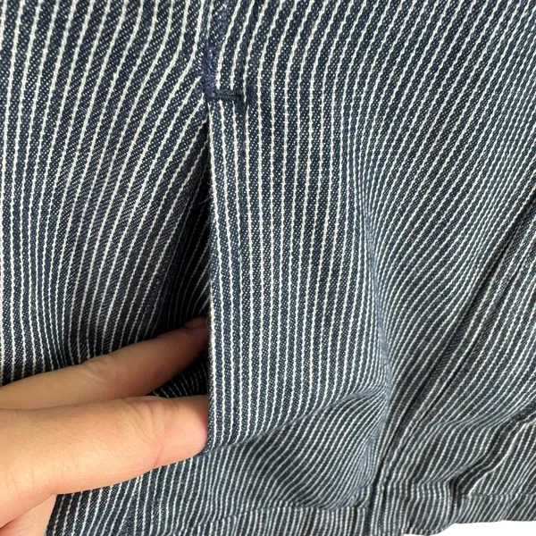 Live A Little Blue White Pinstriped Full Zip‎ Collared Jacket Pockets Size S - Image 5