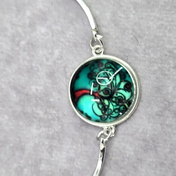 Silver Green Mood‎ Tree Cuff Link Bracelet Fashion Jewelry JB2-25 - Image 2