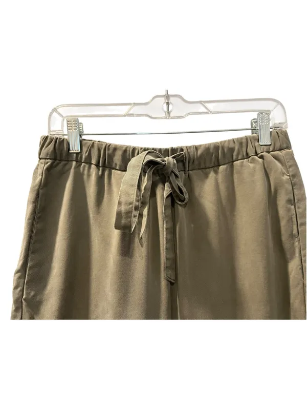 Marine Layer Khaki Green Twill Barrel Drawstring Pants Elastic Waist Size Small - Image 3