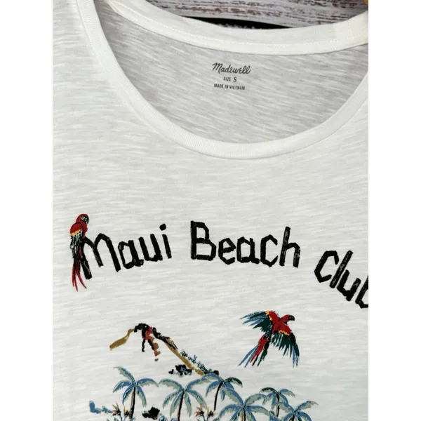 Madewell Top Womens S White Maui Beach‎ Club Short Sleeve Crew Neck Wisper Tee - Image 3