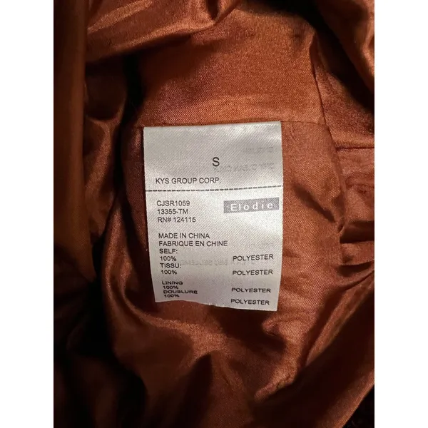 Anthropologie Elodie‎ Faux Sherpa Shearling Teddy Coat Oversized Rust Size Small - Image 6