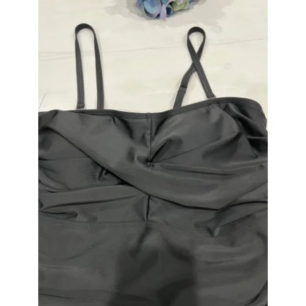 Black One Piece‎ Swimsuit Ruched Tummy Control Spaghetti Strap XL - Image 3