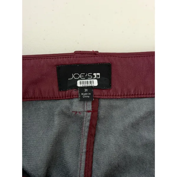 Joe's Jeans Mia Vegan Leather Pants Burgundy Wide Leg Cropped High Rise 31 - Image 5