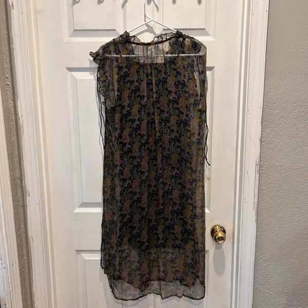 Natural Life Floral Sheer Romantic Boho Dress with Slip‎ Lining Small Blue Brown - Image 7