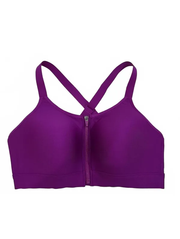 Under Armour Continuum High Zip Sports Bra Purple Plus Size 1X - Image 2