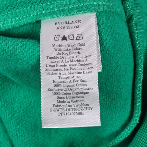 Everlane Organic Cotton Full Zip Hoodie Bright Jade Green Size Small‎ Cropped - Image 6
