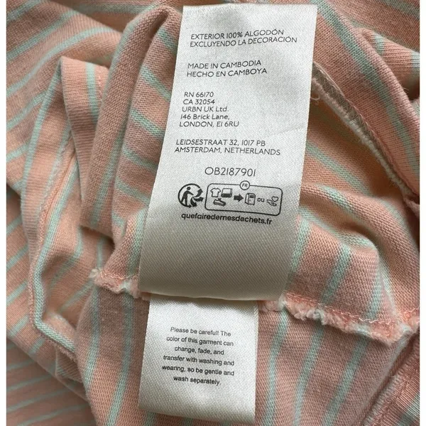 Free People We The Free Baby Tee T Shirt Striped Peach Mint Size S Boxy 100%‎ Cotton Staple - Image 11