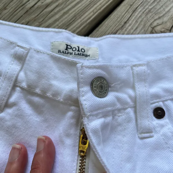 Ralph Lauren Polo Women's Sophia Eyelet Trimmed White Denim Short SIze 28 - Image 5