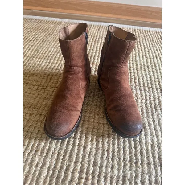 Born Elia Brown Suede Ankle Boots Womens 6М Side Zip Comfort - Image 2