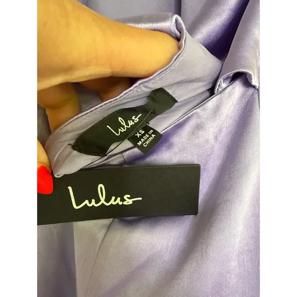 Lulus Perfectly Sleek Lavender Satin Halter Slip Midi Dress Party Extra Small - Image 8