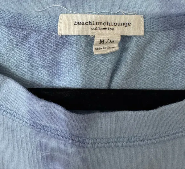 Beach Lunch Lounge Blue Tie-Accent Short Sleeve Top Medium - Image 3