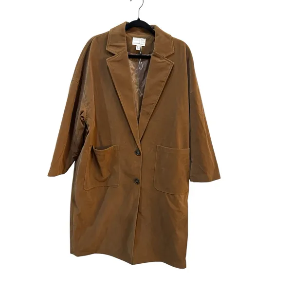 The Korner Anthropologie Chore Utility‎ Barn Long Velvet Coat Size 8 Oversized - Image 2
