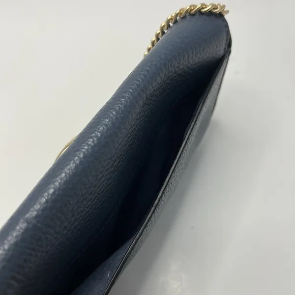 Coach Kleo Crossbody Navy Blue Suede Denim Leather Chain Gold Strap Mini Purse - Image 8