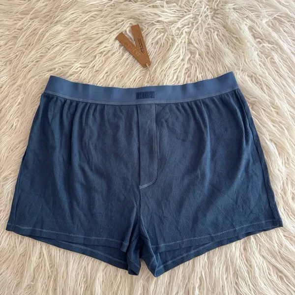 Skims Cotton Rib Loose Boxer Harbor Size Large - Image 2