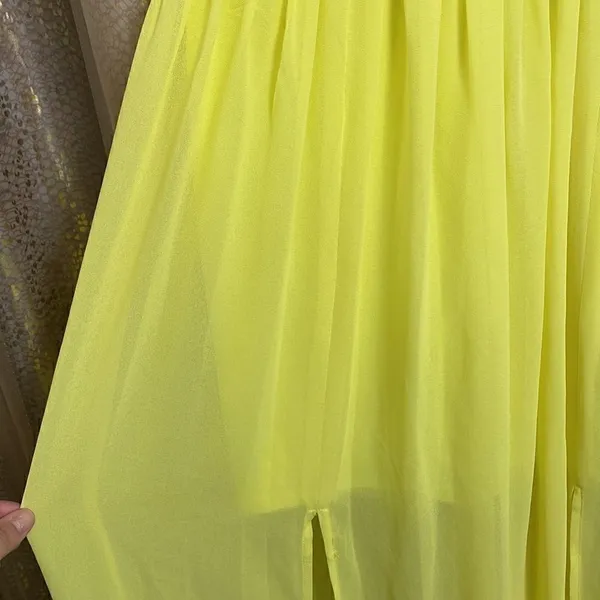 NWT No Boundaries crochet trim neon yellow maxi dress Juniors size S (3-5) - Image 4