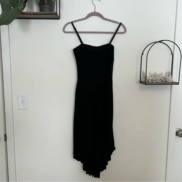 NWT Vintage Y2K Deb‎ Black High Low Sleeveless Babydoll Bow Formal Dress Small - Image 2