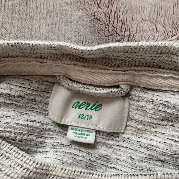 Aerie Womens XS Sweatshirt Heather‎ Gray Side Slit Crew Neck Loungewear Pullover - Image 5