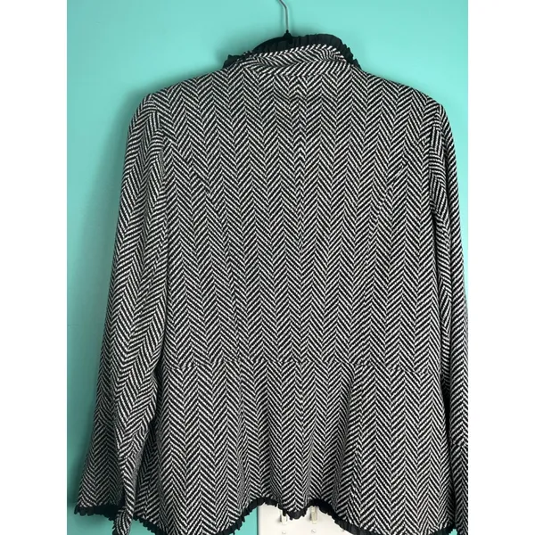 Women's Chico's Black White Herringbone Blazer Jacket Size 8 Chicos 1 - Image 9