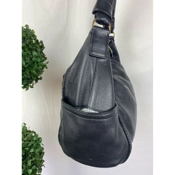 Cole Haan Black Leather Shoulder Hobo Slouchy Handbag Purse - Image 3