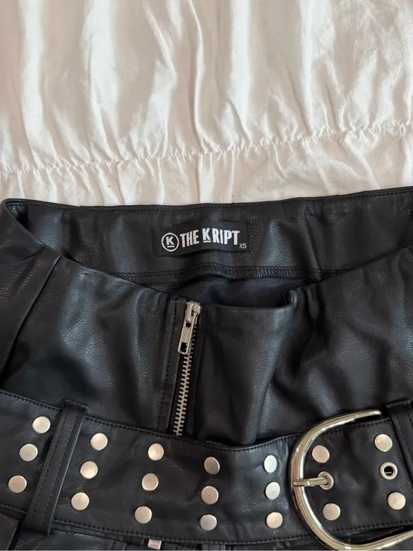 The Kript Pleated Leather Studded Micro Mini Skirt - Image 3