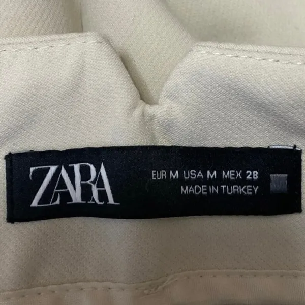 Zara Women's Beige Khaki Chino Pleated High Rise Trousers Dress Pants Size M - Image 4