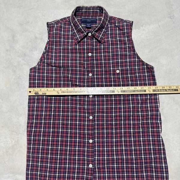 Abercrombie & Fitch Button Down Shirt Vest Women's SZ M Vintage Y2K 100% Cotton - Image 4