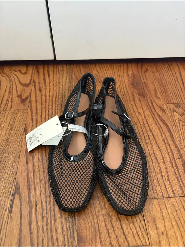 A New Day Black Issa Mesh Mary Jane Flats Size 8.5 New with Tags - Image 4