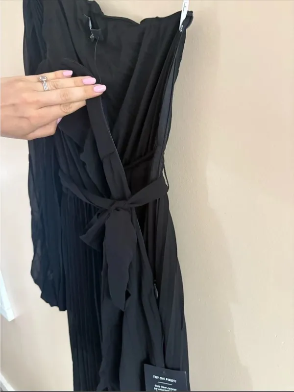 Lulus Divine Charm Black Pleated One-Shoulder Maxi Dress Size XL Formal wedding - Image 8