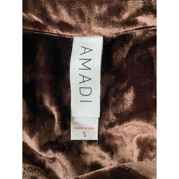 ANTHROPOLOGIE Amadi Brown Crushed Velvet Shirt Size Small - Image 6