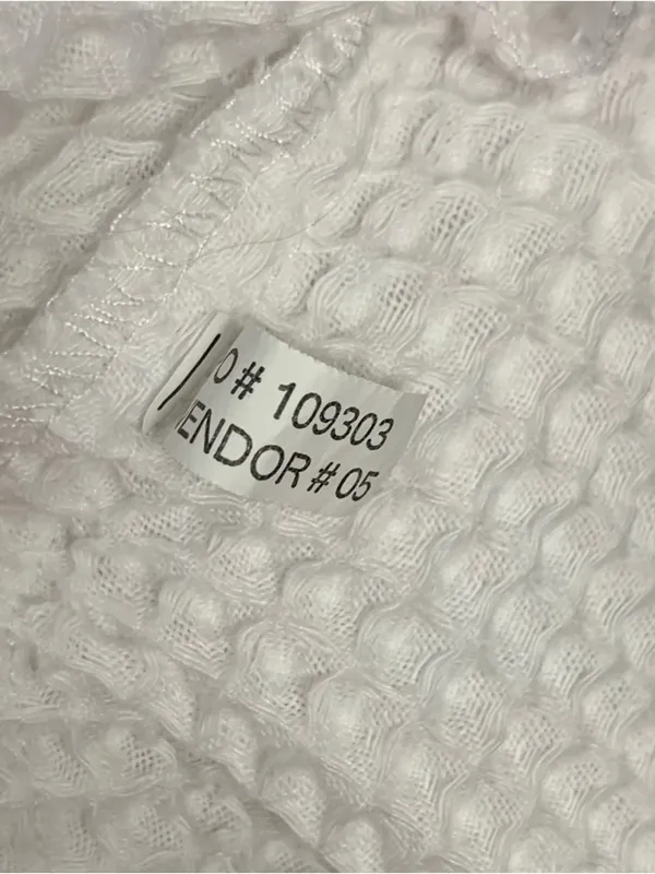 Monarch White Waffle Weave Spa Robe Unisex One Size Belted Hotel Resort Cotton - Image 7