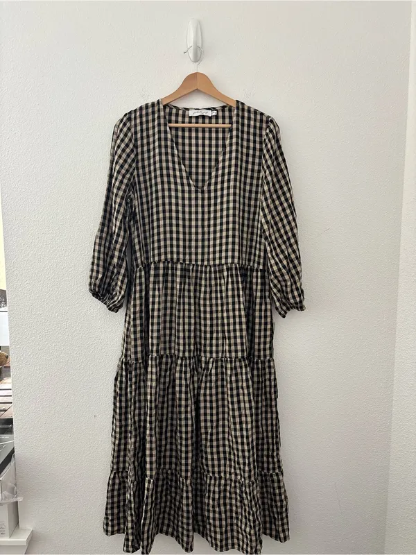 Petal & Pup black and tan gingham midi dress - Image 2