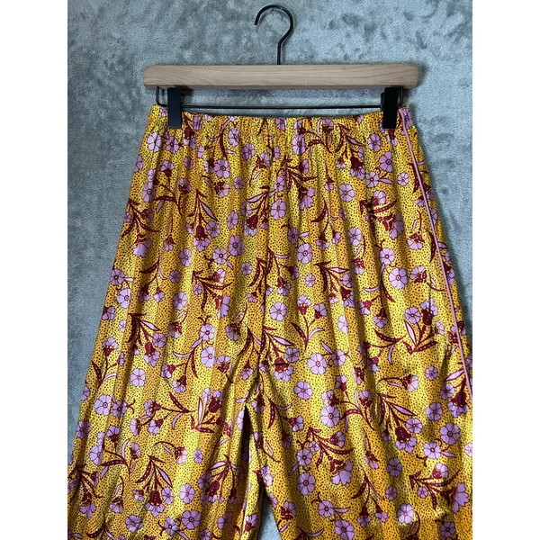 Free People Intimately Floral Wide Leg Pants XS Boho Palazzo Pull On Yellow Pink - Image 4