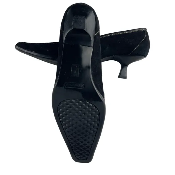 Aerosoles Black Suede Loafer‎ Women's 9.5M Square Toe Low Kitten Heel Shoes - Image 7