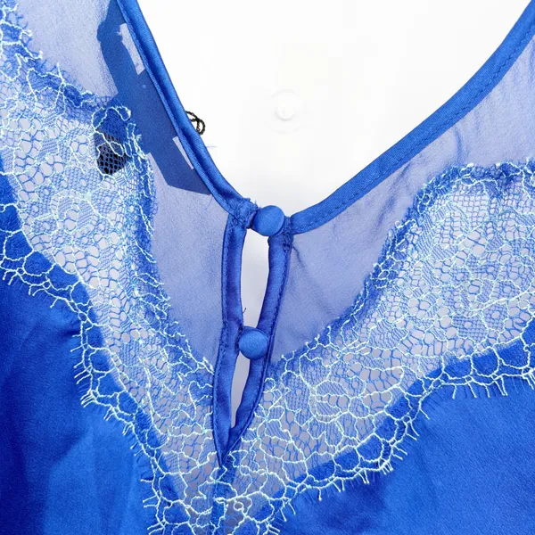 Victoria's‎ Secret Womens Blue Satin Lace Trim Romantic Coquette Slip Dress S - Image 7