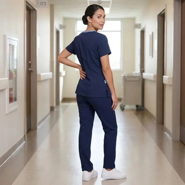 Dagacci Navy Blue Scrubs Bottom Pants, S - Image 4