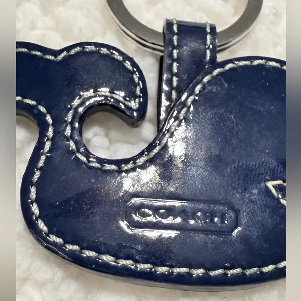 Coach Navy Patent Leather Whale Key Fob - Image 6
