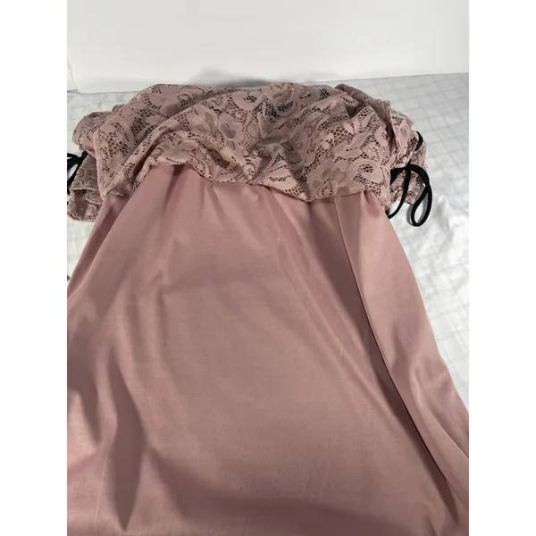 Onyx Apparel Women’s Lace Blouse L Pink/Black Pearl V-Neck Bell Sleeve 20195CM - Image 12
