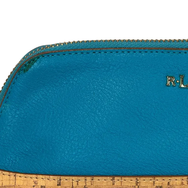 Lauren Ralph Lauren Teal Cork Cosmetic Bag Makeup Pouch Zippered‎ Organizer - Image 5