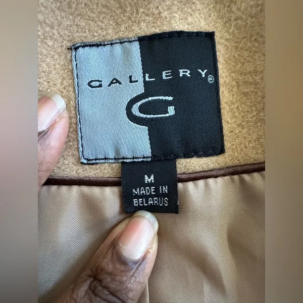 Gallery Camel Tan Color Wool Blend Pea Coat Size M Fall Winter - Image 10