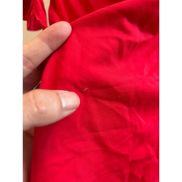 Lulus Ruffle Strap Top‎ Womens Medium Red Square Neck Romantic Off Shoulder - Image 4